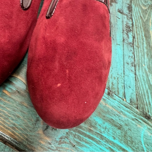 Kate & Mel Burgundy Red Leather Suede Slip On Flat Loafers Size 39 - Picture 11 of 11